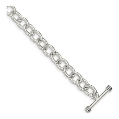 Sterling Silver 8mm Handmade Fancy Toggle Link Chain Bracelet