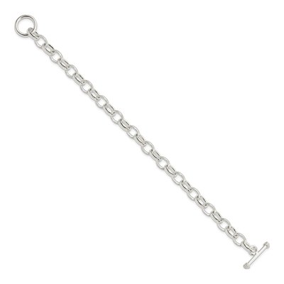 Sterling Silver 8.25mm Handmade Fancy Toggle Link Chain Bracelet – view 2