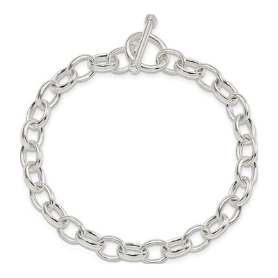 Sterling Silver 8.25mm Handmade Fancy Toggle Link Chain Bracelet – view 3