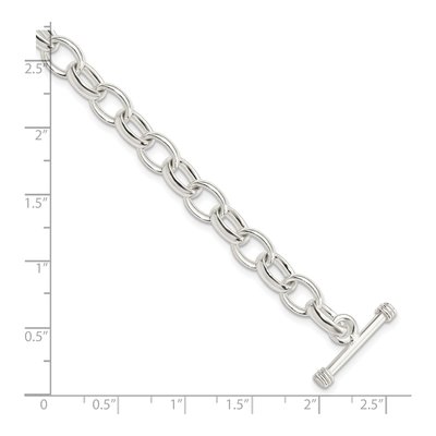Sterling Silver 8.25mm Handmade Fancy Toggle Link Chain Bracelet – view 4