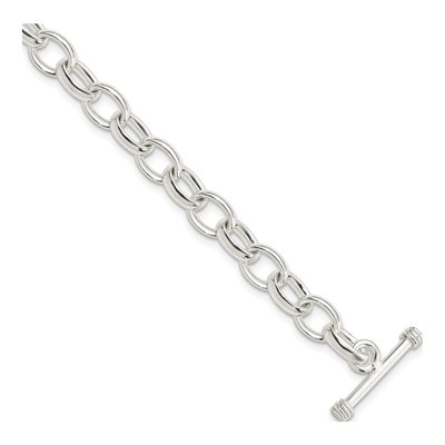 Sterling Silver 8.25mm Handmade Fancy Toggle Link Chain Bracelet