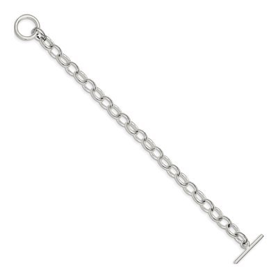 Sterling Silver 8.25mm Handmade Fancy Toggle Link Chain Bracelet – view 2