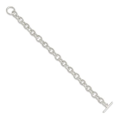Sterling Silver 10mm Handmade Twisted Fancy Toggle Link Chain Bracelet – view 3