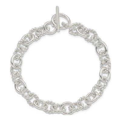 Sterling Silver 10mm Handmade Twisted Fancy Toggle Link Chain Bracelet – view 4