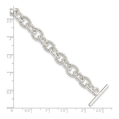 Sterling Silver 10mm Handmade Twisted Fancy Toggle Link Chain Bracelet – view 5