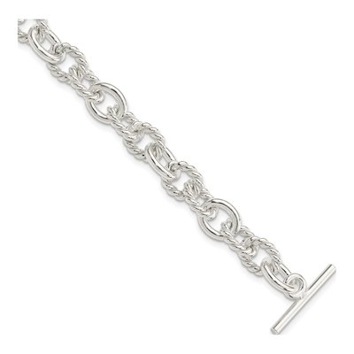 Sterling Silver 10mm Handmade Twisted Fancy Toggle Link Chain Bracelet
