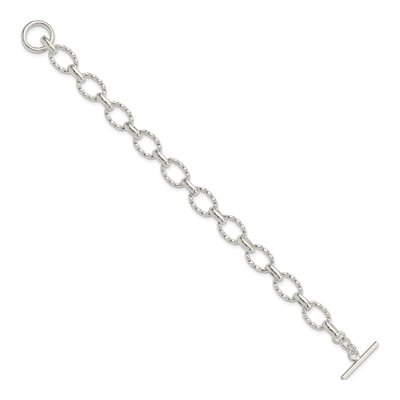 Sterling Silver 7.75in Fancy Link Toggle Bracelet – view 3