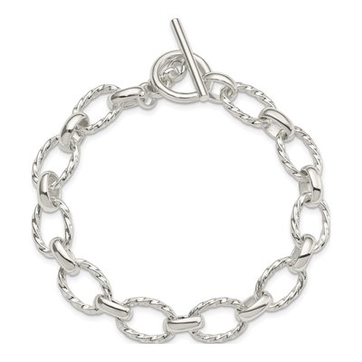 Sterling Silver 7.75in Fancy Link Toggle Bracelet – view 4