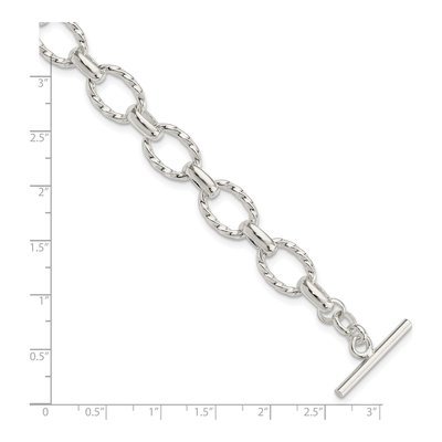 Sterling Silver 7.75in Fancy Link Toggle Bracelet – view 5