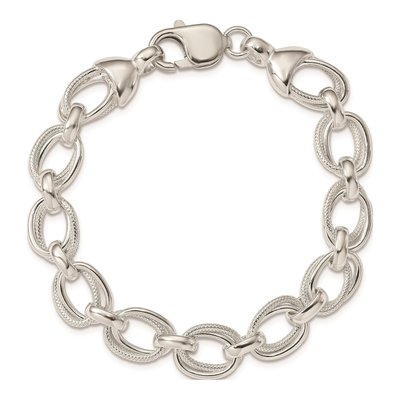 Sterling Silver 11mm Handmade Fancy Link Chain Bracelet – view 4