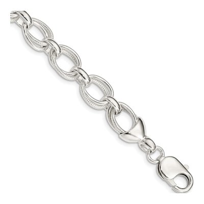 Sterling Silver 11mm Handmade Fancy Link Chain Bracelet
