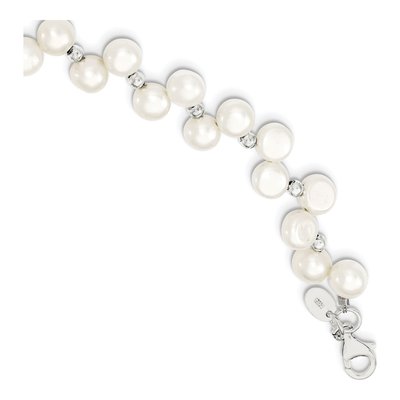 Sterling Silver Freshwater Cultured Pearl Button Necklace – view 3
