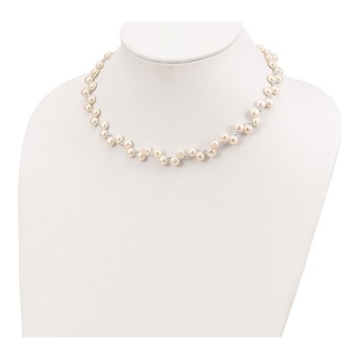 Sterling Silver Freshwater Cultured Pearl Button Necklace – view 4