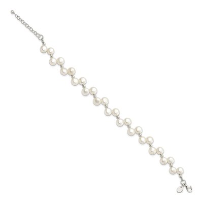 Sterling Silver Freshwater Cultured Pearl Button Bracelet – view 2