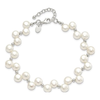 Sterling Silver Freshwater Cultured Pearl Button Bracelet – view 3