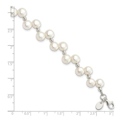 Sterling Silver Freshwater Cultured Pearl Button Bracelet – view 4