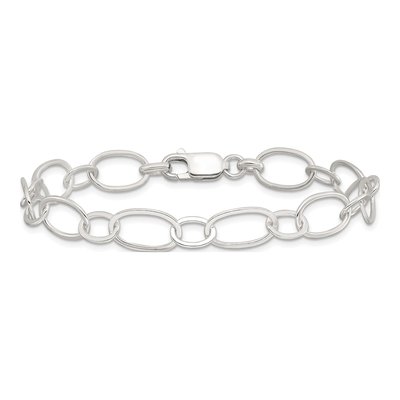 Sterling Silver 9mm Handmade Fancy Link Chain Bracelet – view 4