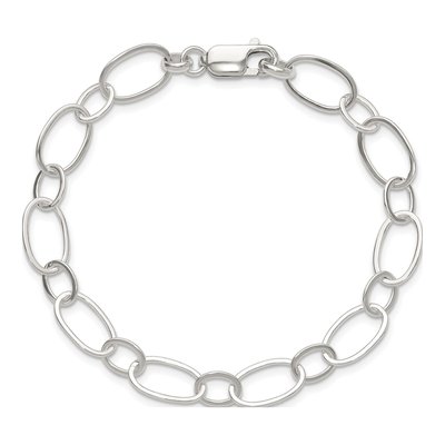 Sterling Silver 9mm Handmade Fancy Link Chain Bracelet – view 5