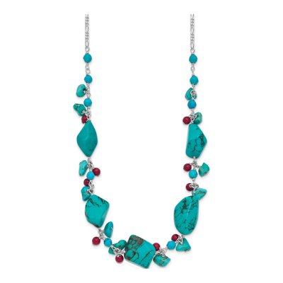 Sterling Silver Turquoise Dyed Howlite Coral Necklace – view 3