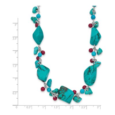 Sterling Silver Turquoise Dyed Howlite Coral Necklace – view 4