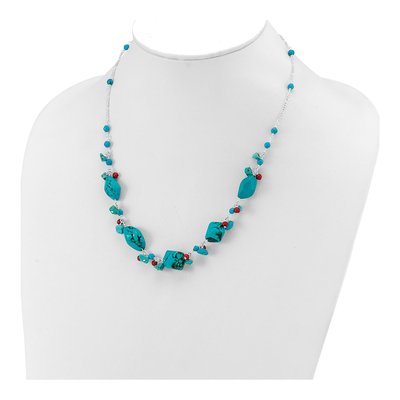 Sterling Silver Turquoise Dyed Howlite Coral Necklace – view 5