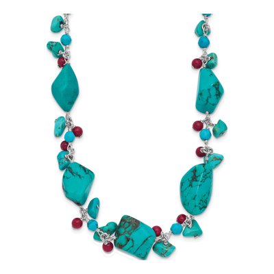 Sterling Silver Turquoise Dyed Howlite Coral Necklace