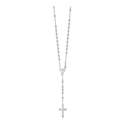 Sterling Silver Beaded Rosary Necklace – view 3