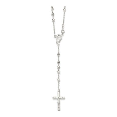 Sterling Silver Beaded Rosary Necklace