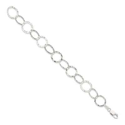 Sterling Silver 15mm Hammered Fancy Link Chain Bracelet – view 3