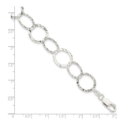 Sterling Silver 15mm Hammered Fancy Link Chain Bracelet – view 4
