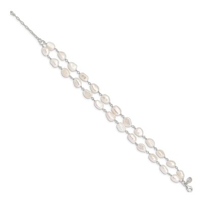 Sterling Silver Freshwater Cultured Pearl Baroque 2-Strand Bracelet – view 2