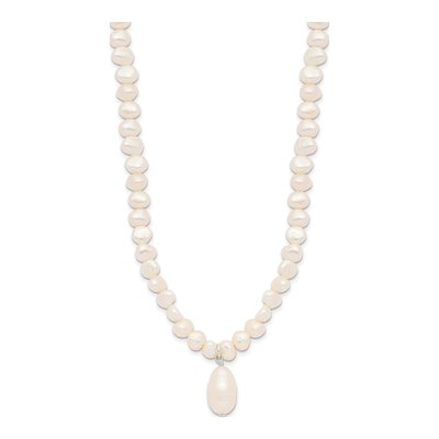 Sterling Silver Freshwater Cultured Pearl Drop Necklace – view 3