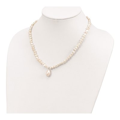 Sterling Silver Freshwater Cultured Pearl Drop Necklace – view 4