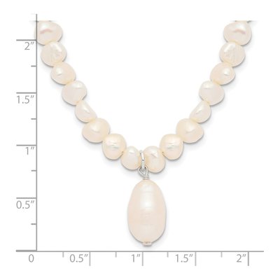 Sterling Silver Freshwater Cultured Pearl Drop Necklace – view 5