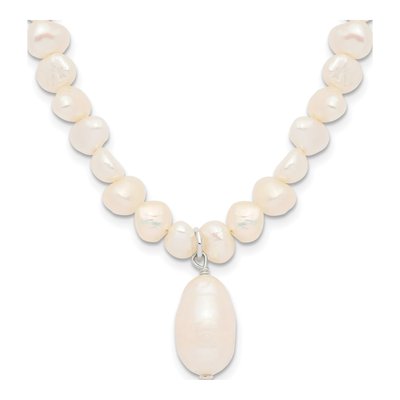 Sterling Silver Freshwater Cultured Pearl Drop Necklace