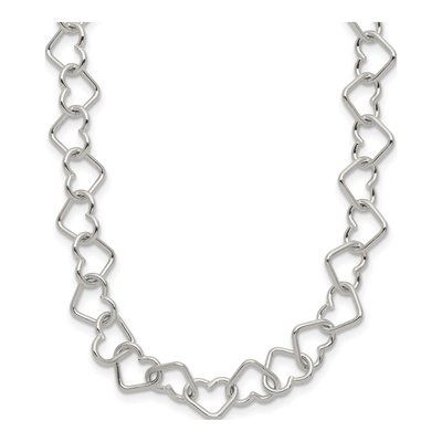 Sterling Silver Heart Link Necklace