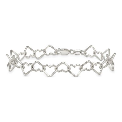 Sterling Silver Fancy Heart Link Bracelet – view 4