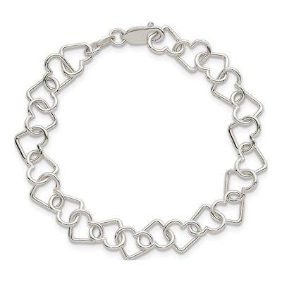 Sterling Silver Fancy Heart Link Bracelet – view 5