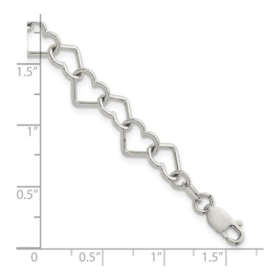 Sterling Silver Fancy Heart Link Bracelet – view 6