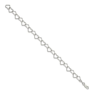 Sterling Silver Fancy Heart Link Bracelet – view 4