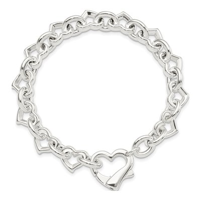 Sterling Silver Fancy Heart Link Bracelet – view 4