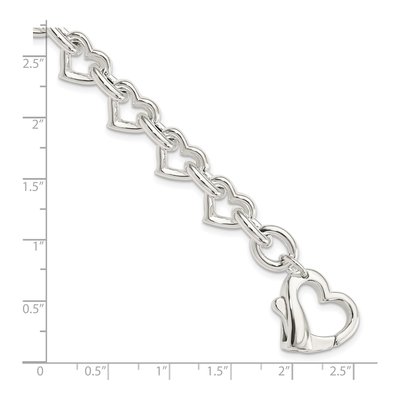 Sterling Silver Fancy Heart Link Bracelet – view 5