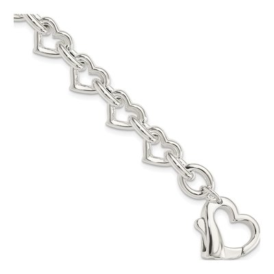 Sterling Silver Fancy Heart Link Bracelet