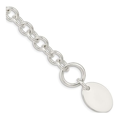 Sterling Silver 8mm Handmade Oval Disc Cable Chain Bracelet