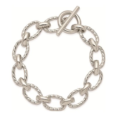 Sterling Silver 12mm Fancy Link Chain Bracelet – view 4