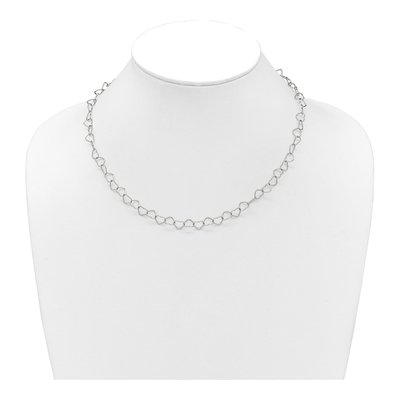 Sterling Silver Fancy Heart Link Necklace – view 4