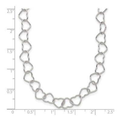 Sterling Silver Fancy Heart Link Necklace – view 6