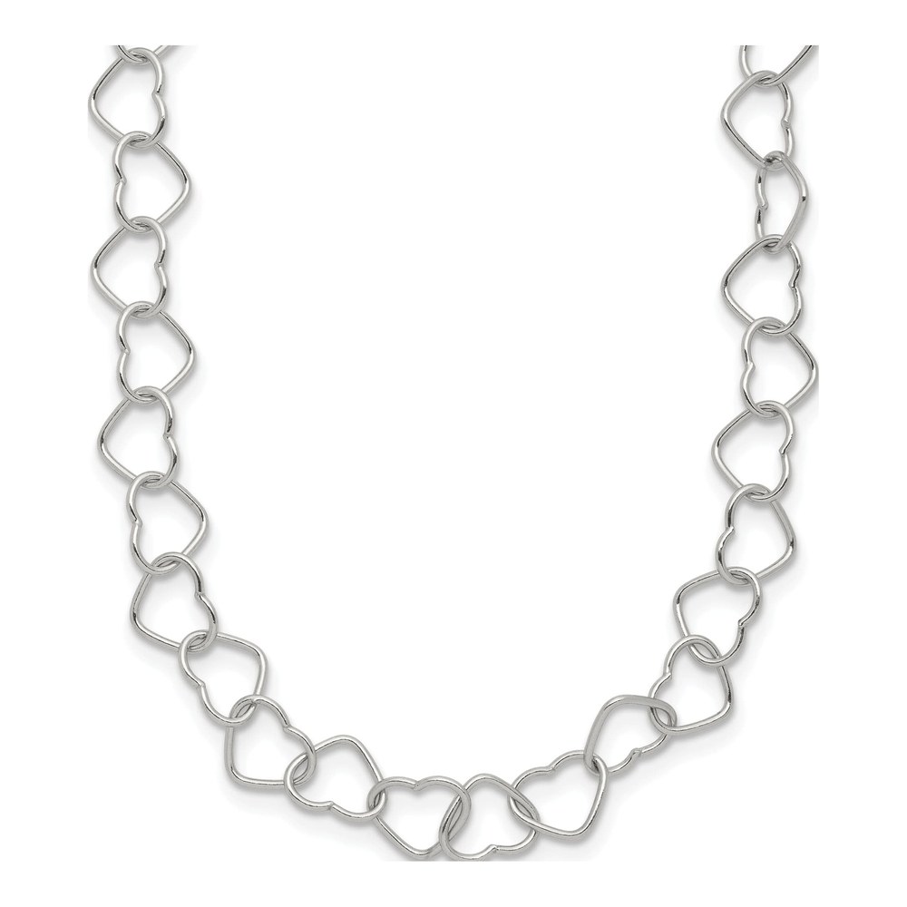 Sterling Silver Fancy Heart Link Necklace