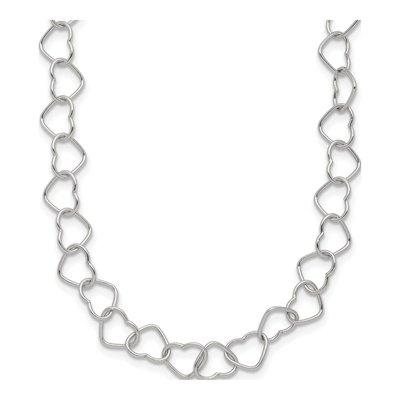 Sterling Silver Fancy Heart Link Necklace