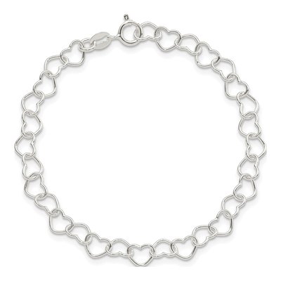 Sterling Silver Heart Link Bracelet – view 4